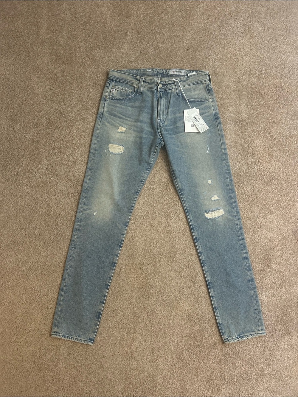 Men’s AG Light Blue Distressed Slim Skinny Jeans 32x33